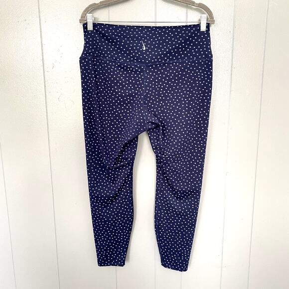 Nike Yoga Navy Polka Dot Twist 7/8 Cropped Athletic Tights Leggings XL - Picture 3 of 7